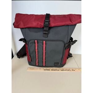 OAKLEY Utility Rolled Up Backpack Roll Top Bag Dull Onyx Red Y2k
